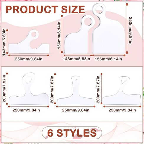 6 قطع من قوالب لوح الفحم من فريندا، قوالب توجيه أكريليك لمقبض النجارة، قوالب لوح التقطيع مع 3 أقلام، استنسل تتبع متعرج بزاوية، أدوات دليل للمطبخ (عيد الميلاد) in Kuwait