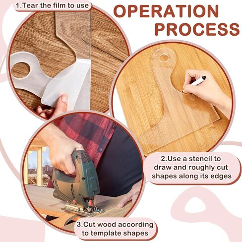 6 قطع من قوالب لوح الفحم من فريندا، قوالب توجيه أكريليك لمقبض النجارة، قوالب لوح التقطيع مع 3 أقلام، استنسل تتبع متعرج بزاوية، أدوات دليل للمطبخ (عيد الميلاد) in Kuwait