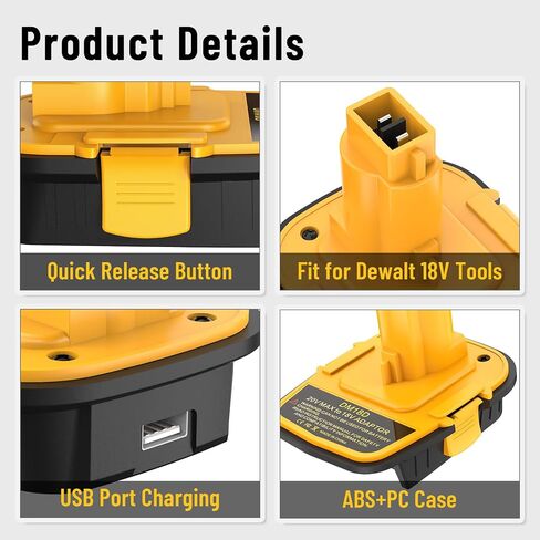 2 Packs DM18D Battery Adapter Converter with USB Port for Dewalt 18V Tools, Converts for De-Walt 20V for Mil-Waukee 18V Li-ion to De-Walt 18V Battery Adapter in Saudi Arabia