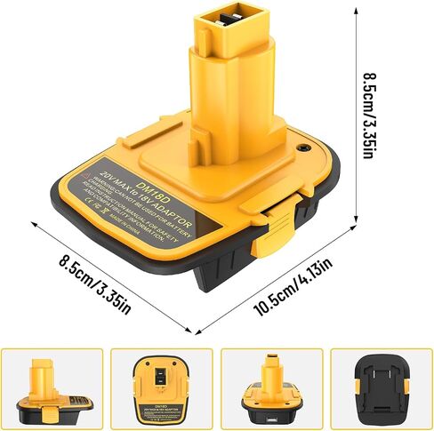 2 Packs DM18D Battery Adapter Converter with USB Port for Dewalt 18V Tools, Converts for De-Walt 20V for Mil-Waukee 18V Li-ion to De-Walt 18V Battery Adapter in Saudi Arabia