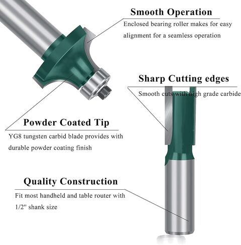 مجموعة رؤوس توجيه الخشب TAIWAIN مقاس 1/2 بوصة 41 قطعة، أداة طحن للأعمال الخشبية، حاجز باب الخزانة، أداة قطع لأبواب الكربيد وأرفف الطاولات والأعمال الخشبية DIY (F-YJ2CR) in Kuwait
