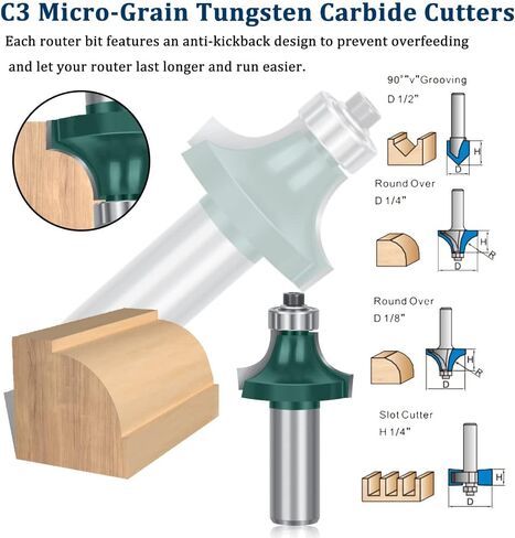 مجموعة رؤوس توجيه الخشب TAIWAIN مقاس 1/2 بوصة 41 قطعة، أداة طحن للأعمال الخشبية، حاجز باب الخزانة، أداة قطع لأبواب الكربيد وأرفف الطاولات والأعمال الخشبية DIY (F-YJ2CR) in Kuwait
