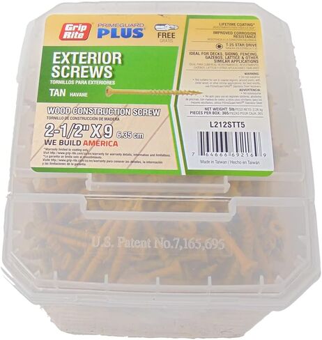 Gripe Rite L212STT5 2-1/2-inch by 9 Tan T-25 Star Drive PrimeGuard Plus Wood Construction Screw in Saudi Arabia
