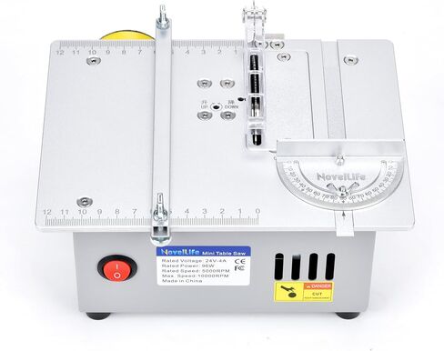 منشار طاولة هواية صغير من NovelLife مع مقياس ميتري، شفرة منشار دائرية من سبائك الفولاذ HSS مقاس 3 بوصة، وسادة تلميع، مصدر طاقة 96 وات للحرف اليدوية الخشبية المصنوعة يدويًا، قطع لوحة الدوائر المطبوعة in Kuwait