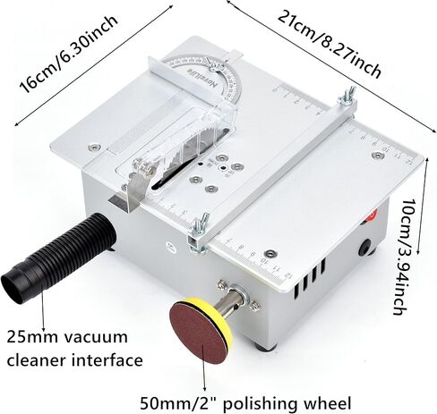 منشار طاولة هواية صغير من NovelLife مع مقياس ميتري، شفرة منشار دائرية من سبائك الفولاذ HSS مقاس 3 بوصة، وسادة تلميع، مصدر طاقة 96 وات للحرف اليدوية الخشبية المصنوعة يدويًا، قطع لوحة الدوائر المطبوعة in Kuwait