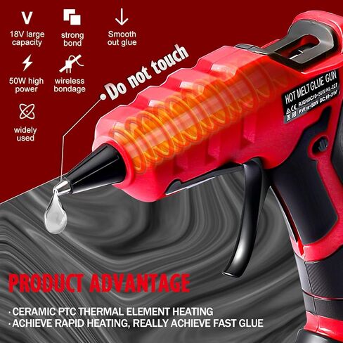 مسدس صمغ ساخن لاسلكي ببطارية 2 أمبير، مناسب لبطارية ليثيوم أيون ميلووكي M18 18 فولت، للفنون والحرف اليدوية والإصلاحات، مسدس صمغ سريع التسخين لمدة 30 ثانية مع 30 قطعة من أعواد الصمغ (7 * 150 مم) in Kuwait