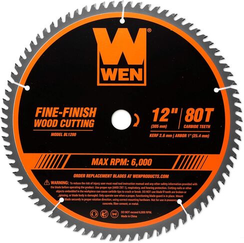 WEN BL1280 12-Inch 80-Tooth Fine-Finish Professional Woodworking Saw Blade for Miter Saws and Table Saws in Saudi Arabia