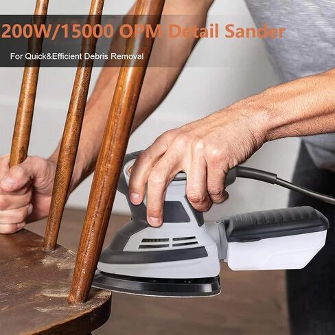 PioneerWorks Detail Sander 15,000 OPM Compact Electric Sander with 12 Pcs Sandpapers, Efficient Dust Collector, Multi-Function Hand Sander for Professional Woodworking Jobs in Saudi Arabia