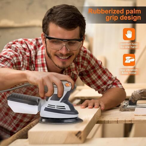 PioneerWorks Detail Sander 15,000 OPM Compact Electric Sander with 12 Pcs Sandpapers, Efficient Dust Collector, Multi-Function Hand Sander for Professional Woodworking Jobs in Saudi Arabia