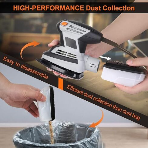 PioneerWorks Detail Sander 15,000 OPM Compact Electric Sander with 12 Pcs Sandpapers, Efficient Dust Collector, Multi-Function Hand Sander for Professional Woodworking Jobs in Saudi Arabia