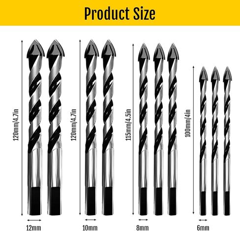 7pcs Carbide Drill Bits - Easily Penetrate Various Materials Masonry Drill Bit Set, Flat Design Sharp Tip Concrete Drill Bits, Triangular Non Slip Handle, Suitable for Marble, Glass, Wood in Saudi Arabia