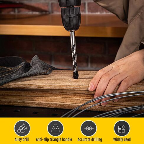 7pcs Carbide Drill Bits - Easily Penetrate Various Materials Masonry Drill Bit Set, Flat Design Sharp Tip Concrete Drill Bits, Triangular Non Slip Handle, Suitable for Marble, Glass, Wood in Saudi Arabia