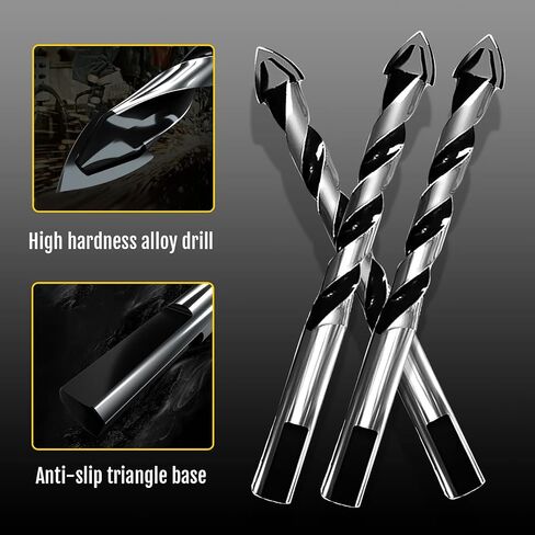 7pcs Carbide Drill Bits - Easily Penetrate Various Materials Masonry Drill Bit Set, Flat Design Sharp Tip Concrete Drill Bits, Triangular Non Slip Handle, Suitable for Marble, Glass, Wood in Saudi Arabia