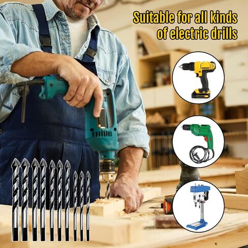 7pcs Carbide Drill Bits - Easily Penetrate Various Materials Masonry Drill Bit Set, Flat Design Sharp Tip Concrete Drill Bits, Triangular Non Slip Handle, Suitable for Marble, Glass, Wood in Saudi Arabia