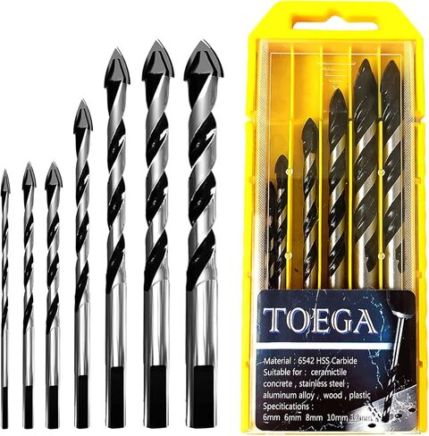 TOEGA 5Pcs Concrete Drill bits, Masonry Drill bit Set, for Tile, Brick, Cement, Concrete, Glass, Plastic, Cinder Block, Wood etc, Best for Concrete and Brick Wall Ceramic Tile on in Saudi Arabia
