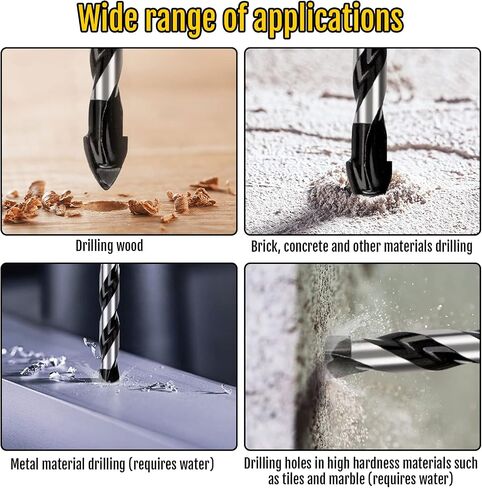 TOEGA 5Pcs Concrete Drill bits, Masonry Drill bit Set, for Tile, Brick, Cement, Concrete, Glass, Plastic, Cinder Block, Wood etc, Best for Concrete and Brick Wall Ceramic Tile on in Saudi Arabia