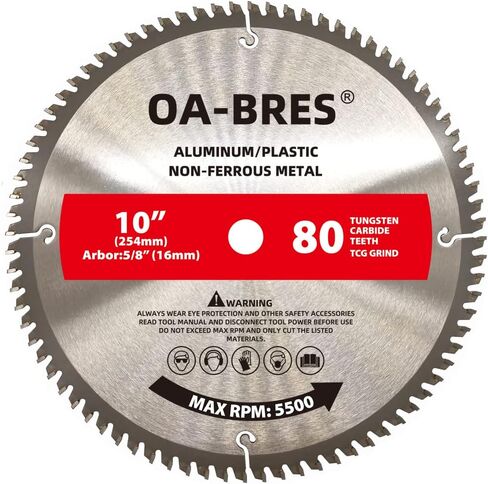 10 Inch 80T Aluminum Non-Ferrous Metal Saw Blade with 5/8-Inch Arbor, Upgrade TCG Grind in Saudi Arabia