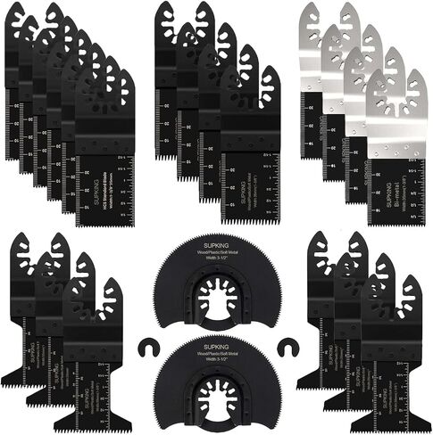 SupKing 24Pcs Oscillating Saw Blades,Professional Titanium Multitool Blades Kits for Metal Wood Plastics,Quick Release Multi Tool Blades Compatible with Dewalt Milwaukee Porter Cable Ryobi Makita Rock in Saudi Arabia