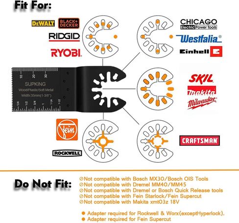SupKing 24Pcs Oscillating Saw Blades,Professional Titanium Multitool Blades Kits for Metal Wood Plastics,Quick Release Multi Tool Blades Compatible with Dewalt Milwaukee Porter Cable Ryobi Makita Rock in Saudi Arabia