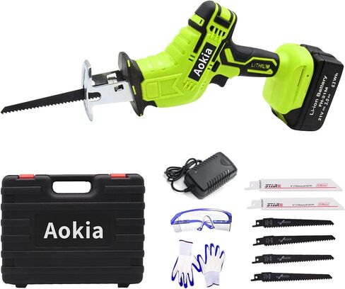 منشار كهربائي ترددي لاسلكي من أوكيا - منشار كهربائي لاسلكي 21 فولت مع بطارية وشاحن 3.0 أمبير، سرعة متغيرة 0-3000SPM، 6 شفرات منشار، منشار كهربائي لقطع الخشب/المعادن/PVC in Kuwait