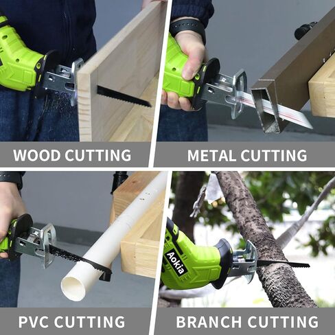 منشار كهربائي ترددي لاسلكي من أوكيا - منشار كهربائي لاسلكي 21 فولت مع بطارية وشاحن 3.0 أمبير، سرعة متغيرة 0-3000SPM، 6 شفرات منشار، منشار كهربائي لقطع الخشب/المعادن/PVC in Kuwait