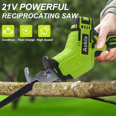 منشار كهربائي ترددي لاسلكي من أوكيا - منشار كهربائي لاسلكي 21 فولت مع بطارية وشاحن 3.0 أمبير، سرعة متغيرة 0-3000SPM، 6 شفرات منشار، منشار كهربائي لقطع الخشب/المعادن/PVC in Kuwait