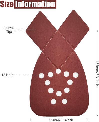 MFBJXC 50PCS Mouse Sander Sandpaper with Extra 2 Tips for Replacement Detail Sander Sanding Pads 12 Holes Hook and Loop Black and Decker Mouse Sander Pads in Saudi Arabia
