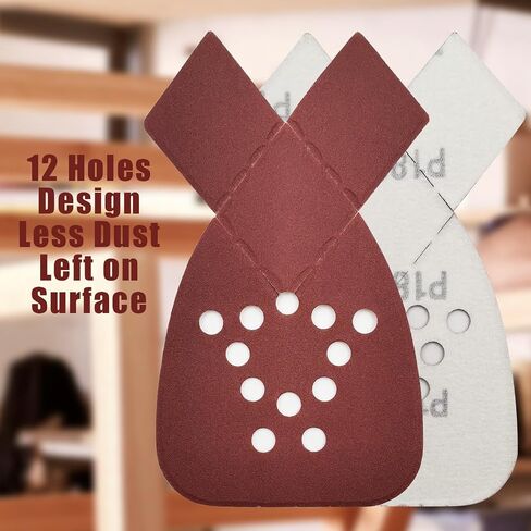 MFBJXC 50PCS Mouse Sander Sandpaper with Extra 2 Tips for Replacement Detail Sander Sanding Pads 12 Holes Hook and Loop Black and Decker Mouse Sander Pads in Saudi Arabia