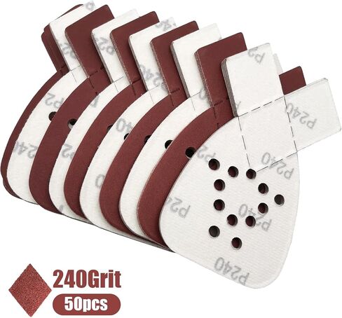 MFBJXC 50PCS Mouse Sander Sandpaper with Extra 2 Tips for Replacement Detail Sander Sanding Pads 12 Holes Hook and Loop Black and Decker Mouse Sander Pads in Saudi Arabia