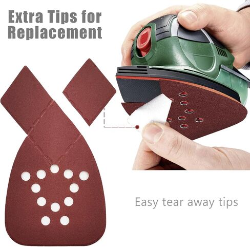 MFBJXC 50PCS Mouse Sander Sandpaper with Extra 2 Tips for Replacement Detail Sander Sanding Pads 12 Holes Hook and Loop Black and Decker Mouse Sander Pads in Saudi Arabia