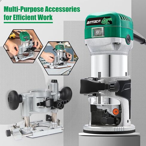 مجموعة أدوات توجيه الغطس من باتوكا، أداة توجيه عزم الدوران بحد أقصى 1-1/4 حصان مع قاعدة ثابتة، أداة كومبو لتشذيب الخشب ذات 6 سرعات متغيرة للأعمال الخشبية والنحت والتشذيب والشق in Kuwait