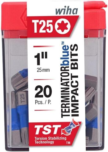 Wiha TerminatorBlue Impact Bit Box - Torx T25 x 1 Inch - 20 Pack in Saudi Arabia
