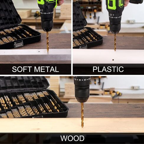COMOWARE 100 Pcs Titanium Drill Bit Set - High Speed Steel for Steel, Wood, Plastic, Metal, Copper, Aluminum Alloy with Storage Case, 3/64"-3/8" in Saudi Arabia