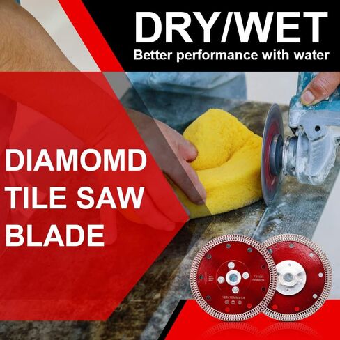 Casaverde 5 in Super Thin Diamond Porcelain Saw Blades,Tiles Blades | Includes a 5/8“-11 Adapter,1.4mm Thick,for Cutting Porcelain Tiles,Granite,Marbles,Hot Pressed Sintering Diamond Blade in Saudi Arabia