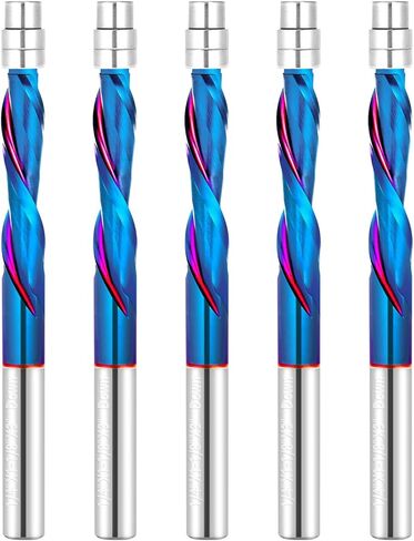 2 PCS Flush Cut Trim Router Bits 1/4 inch Shank Dowm Cut Solide Carbide Flush Trim Bits with Nano Blue Coating by Jiiolioa … … in Kuwait
