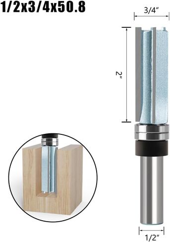 لقمة توجيه بنمط احترافي من WSOOX مع 1/2 ساق وقطر قطع 3/4 بوصة وطول قطع 2 بوصة لقمة قالب احترافي مزدوجة أعلى تحمل 3 لقمة توجيه بنمط فلوت. in Kuwait