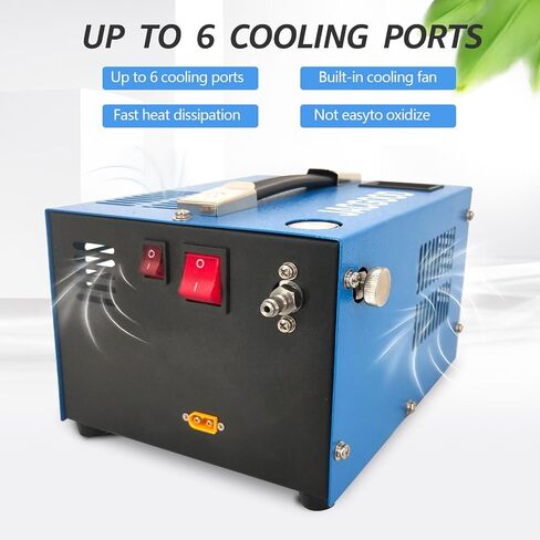 ضاغط هواء Jacgood PCP 110 فولت/12 فولت، ضاغط هواء PCP كهربائي 30 ميجا باسكال/4500 رطل لكل بوصة مربعة توقف يدوي، مضخة ضاغط هواء ذات جهد عالي 350 وات مع مروحة مدمجة. in Kuwait