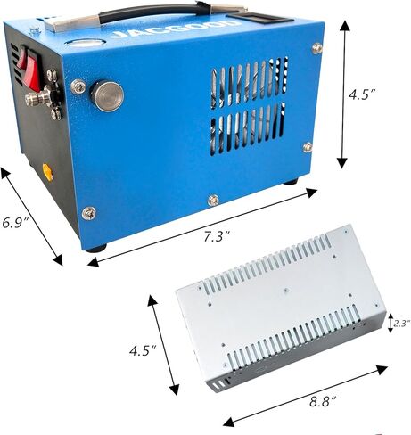 ضاغط هواء Jacgood PCP 110 فولت/12 فولت، ضاغط هواء PCP كهربائي 30 ميجا باسكال/4500 رطل لكل بوصة مربعة توقف يدوي، مضخة ضاغط هواء ذات جهد عالي 350 وات مع مروحة مدمجة. in Kuwait