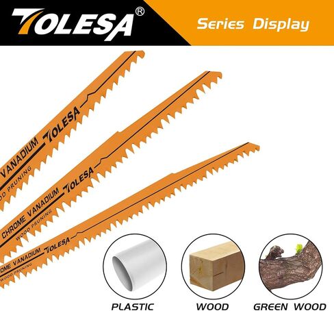 TOLESA 12 Pack CR-V Sawzall Pruning Blades 5, 6 TPI for Tree Branch Root Wood Cutting, Reciprocating Saw Blade for Professional, DIYer, Gardener(Storage Bag Included) in Kuwait