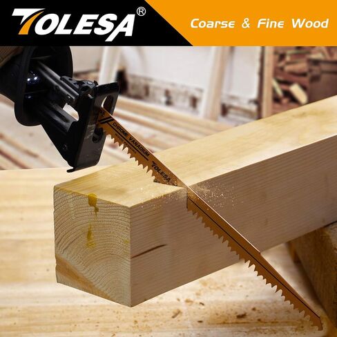TOLESA 12 Pack CR-V Sawzall Pruning Blades 5, 6 TPI for Tree Branch Root Wood Cutting, Reciprocating Saw Blade for Professional, DIYer, Gardener(Storage Bag Included) in Kuwait