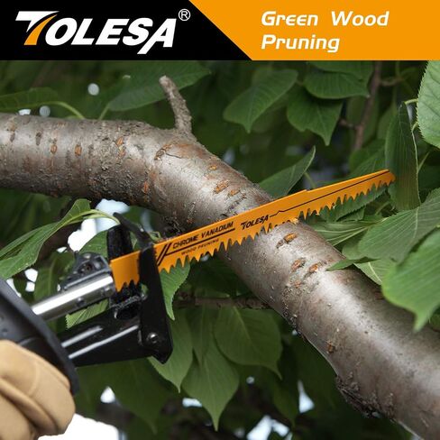 TOLESA 12 Pack CR-V Sawzall Pruning Blades 5, 6 TPI for Tree Branch Root Wood Cutting, Reciprocating Saw Blade for Professional, DIYer, Gardener(Storage Bag Included) in Kuwait