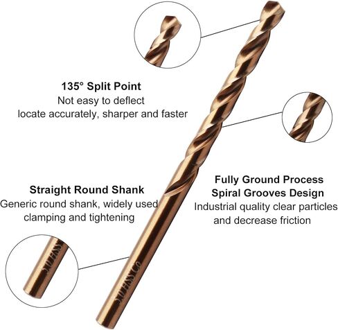 10Pcs Cobalt Drill Bits 5mm M35 Cobalt Metal Drill Bit Set Twist Jobber Length Drill Bit for Stainless Steel and Metal 0.197" in Saudi Arabia