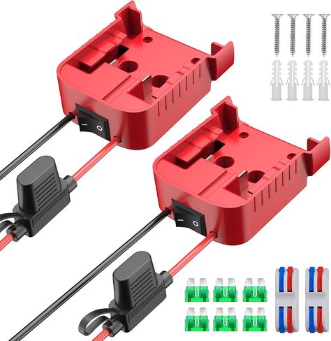 1 Pack Power Wheels Adapter for Milwaukee M18 Battery Adapter Power Wheels Battery Converter Kit with Fuse & Switch & Wire Terminals & 12 AWG Wire for DIY RC Car Toys Robotics in Kuwait