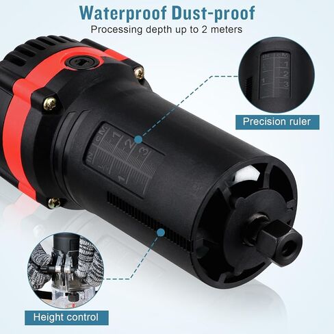 أداة توجيه، موجه خشب يدوي، موجهات خشبية 110 فولت 800 وات للأعمال الخشبية، ماكينة تشذيب حواف مدمجة 30000 دورة/دقيقة، مع لقم توجيه من كربيد التنجستن 1/4 بوصة، مجموعة مكونة من 15 قطعة in Kuwait