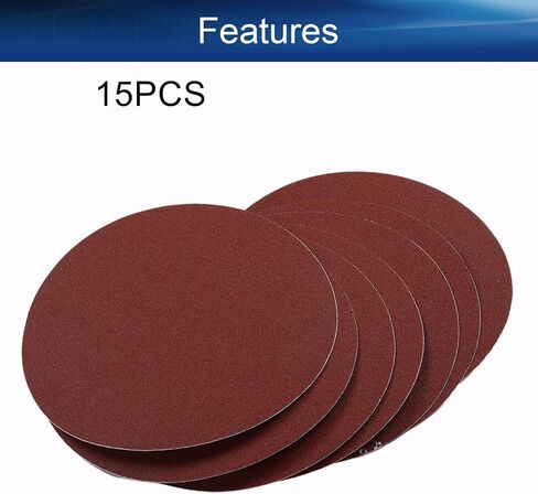 8 Inch PSA Sanding Discs, 40Grit, No-Hole Self Stick Aluminum Oxide, 15PCS | Adhesive Back Sandpaper, Easy Removal, for Wood, Metal, Auto & Furniture Polishing & Sanding in Saudi Arabia