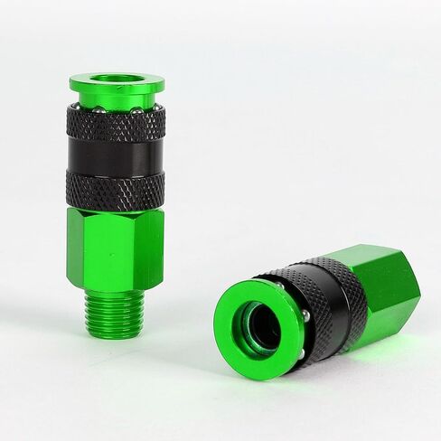 تركيبات خرطوم الهواء FYPower، 7 قطع 1/4 بوصة NPT ألومنيوم AMT قارنات هواء عالمية ومجموعة سدادات هواء من النوع الصناعي I/M، أخضر in Kuwait
