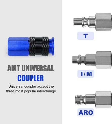 تركيبات خرطوم الهواء FYPower، 7 قطع 1/4 بوصة NPT ألومنيوم AMT قارنات هواء عالمية ومجموعة سدادات هواء من النوع الصناعي I/M، أخضر in Saudi Arabia
