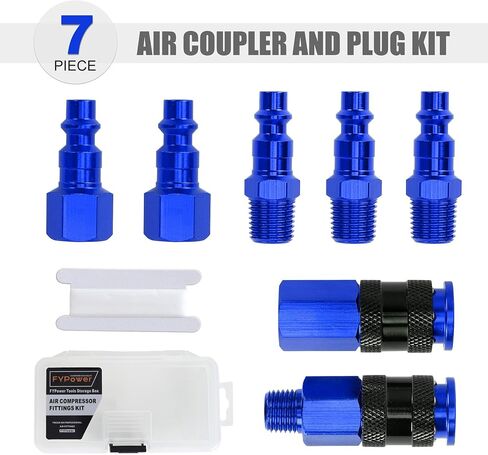 تركيبات خرطوم الهواء FYPower، 7 قطع 1/4 بوصة NPT ألومنيوم AMT قارنات هواء عالمية ومجموعة سدادات هواء من النوع الصناعي I/M، أخضر in Saudi Arabia