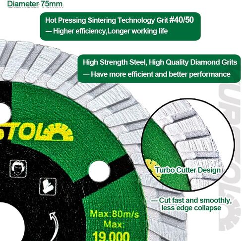 3" Tile Diamond Blade - 2pcs 75mm Super Thin Porcelain Diamond Cutting Disc Wheel for Ceramic Granite Marble Angle Grinder Saw Blade with Arbor 3/8"(10mm) in Saudi Arabia