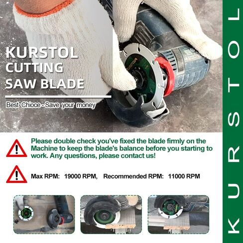 شفرة ماسية للبلاط مقاس 3 بوصات من KURSTOL - قطعتان من عجلة قطع الماس الخزفية الرقيقة للغاية مقاس 75 مم لشفرة منشار زاوية من الرخام والجرانيت والسيراميك مع أربور 3/8 بوصة (10 مم) in Saudi Arabia